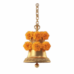indian-gold-temple-bell-hanging-decorated-with-marigold-flower