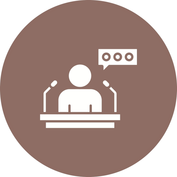 man-is-sitting-front-podium-with-speech-bubble-his-head